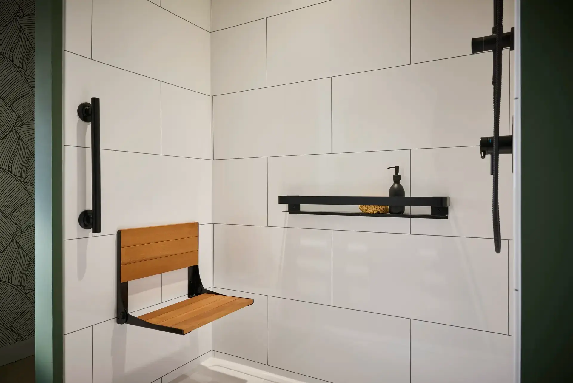 Jacuzzi Bath Remodel Folding Seat and Combination Grab Bar